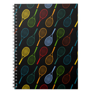 colourful tennis rackets pattern notebook