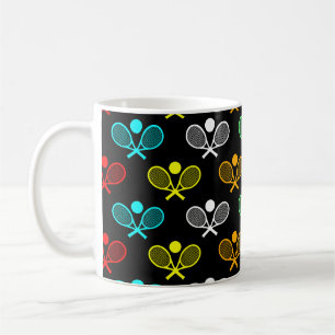 Colourful Tennis Seamless Pattern - Racket and Bal Coffee Mug