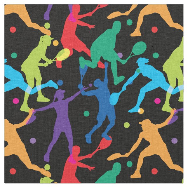 Colourful tennis silhouettes  - customizable! fabric (Close Up)