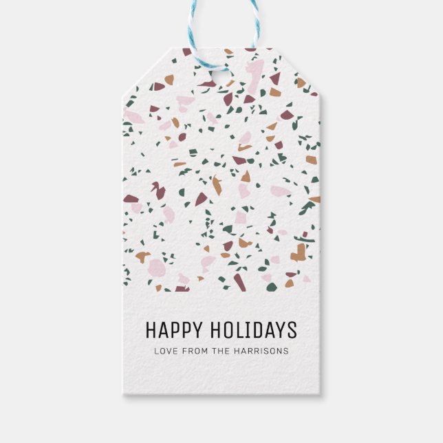 Colourful Terrazzo Pattern Holiday Gift Tags (Front)