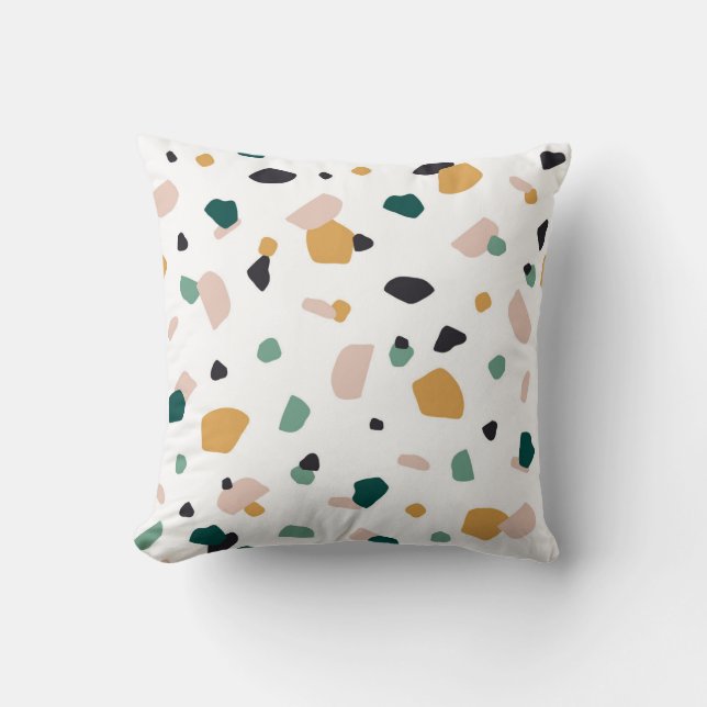 Colourful terrazzo pattern throw pillow (Front)