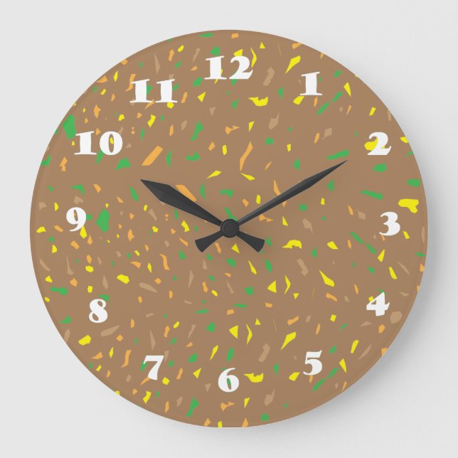 Colourful Terrazzo Pieces Large Clock (Front)