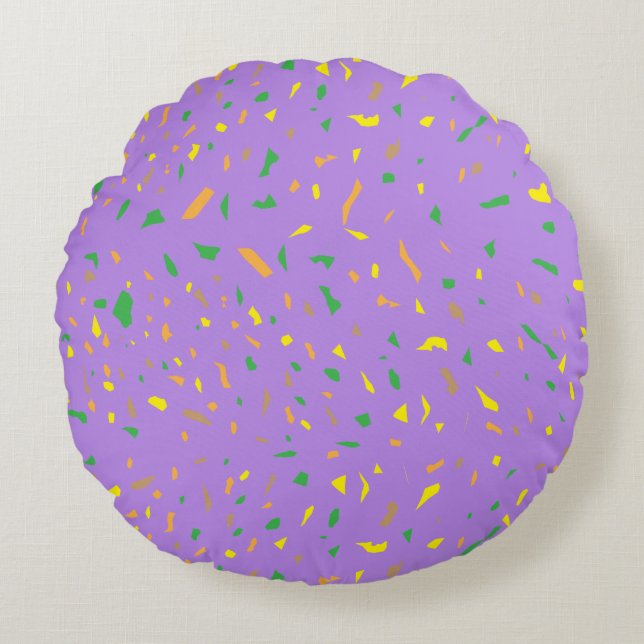 Colourful Terrazzo Pieces Round Pillow (Front)