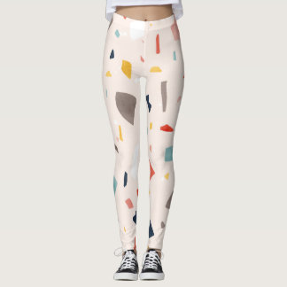 Colourful terrazzo: seamless rock fragments. leggings