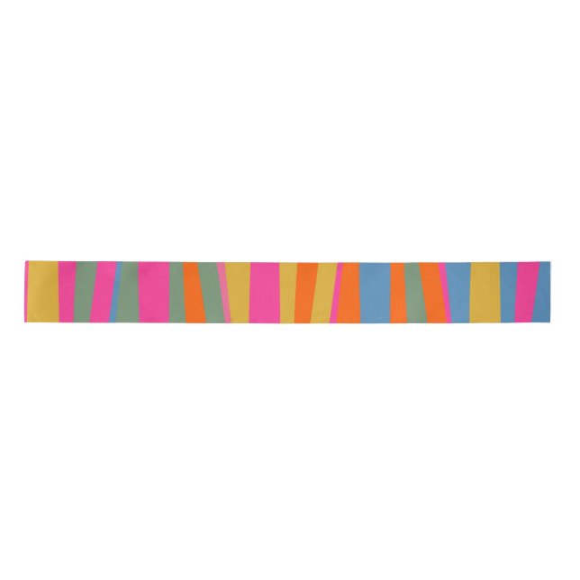 Colourful Terzo Stripes Bright Abstract Pattern Satin Ribbon (Front)