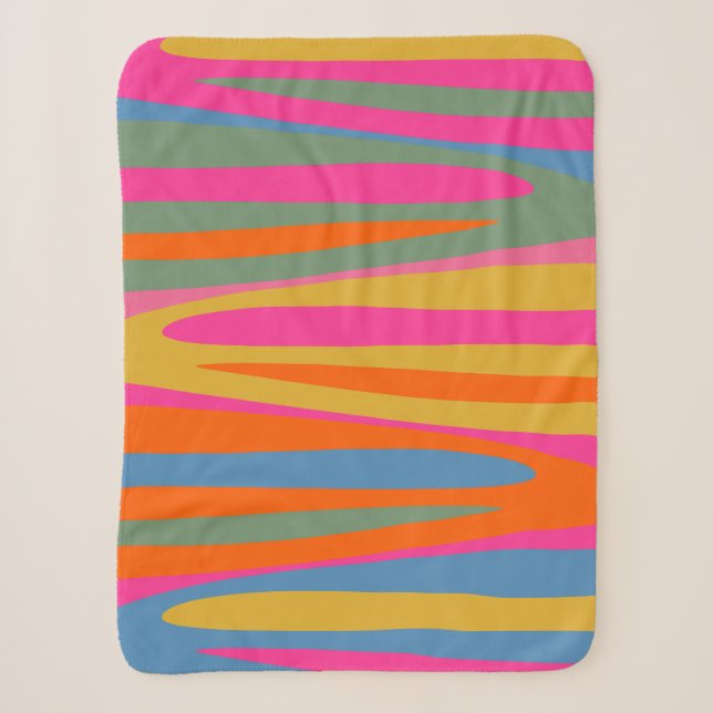 Colourful Terzo Stripes Bright Abstract Pattern Sherpa Blanket (Front)