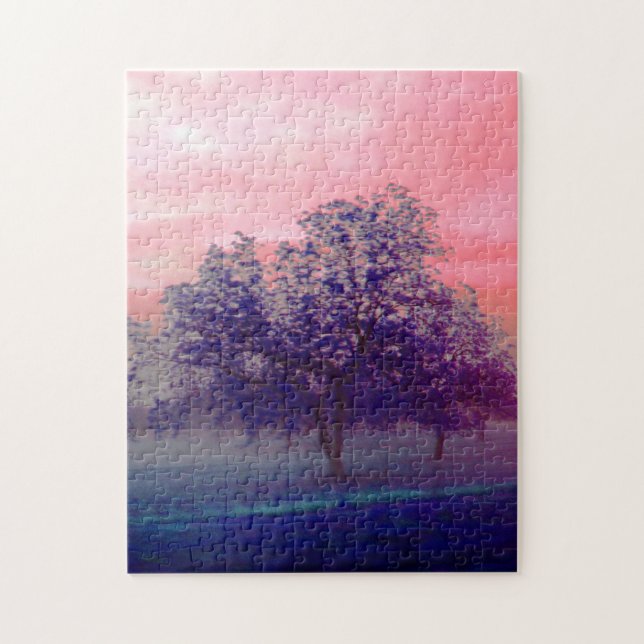 Colourful Texas Tree Landscape/Pink Sky Jigsaw Puzzle (Vertical)