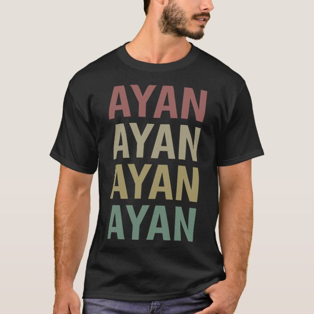 Colourful Text Art - Ayan Name T-Shirt (Front)