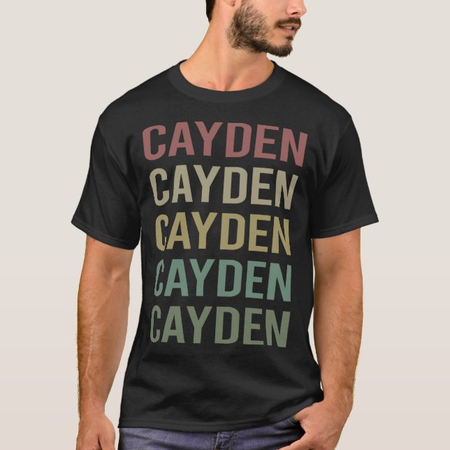 Colourful Text Art - Cayden Name T-Shirt (Front)