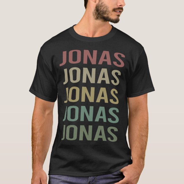 Colourful Text Art - Jonas Name T-Shirt (Front)