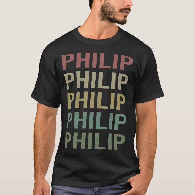 Colourful Text Art - Philip Name T-Shirt (Front)