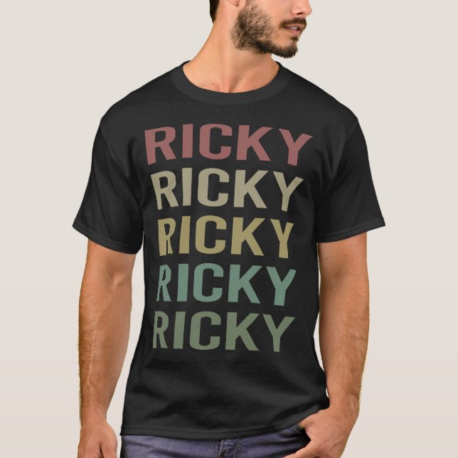 Colourful Text Art - Ricky Name T-Shirt (Front)