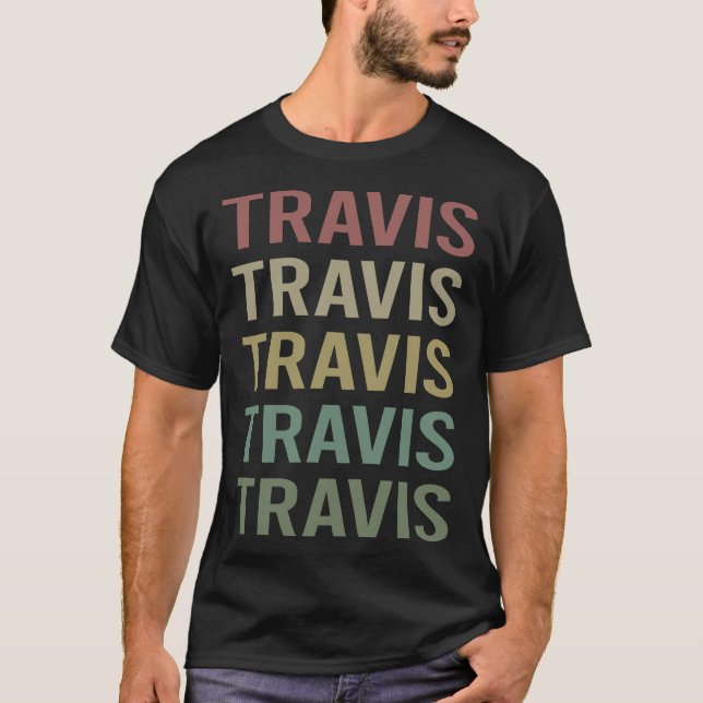 Colourful Text Art - Travis Name T-Shirt (Front)