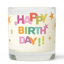 Colourful Text Confetti and Stars Happy Birthday  