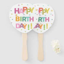Colourful Text Confetti and Stars Happy Birthday