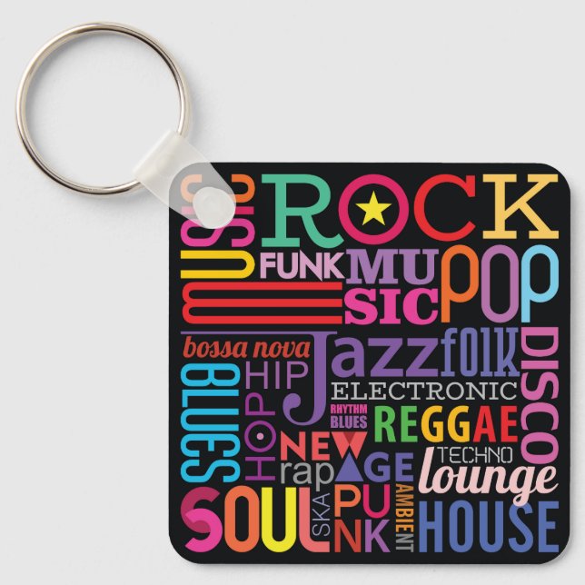 Colourful text design  keychain (Front)