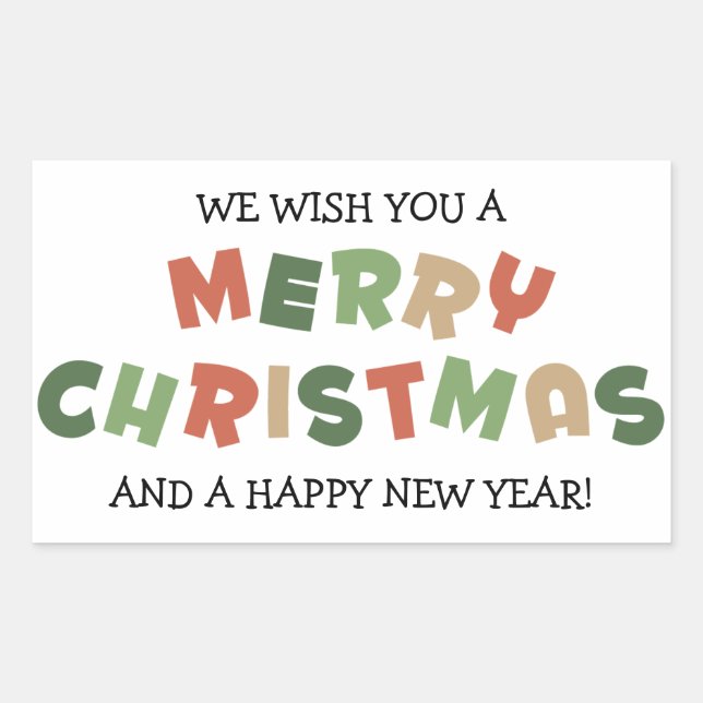 Colourful text merry Christmas happy new year Sticker (Front)