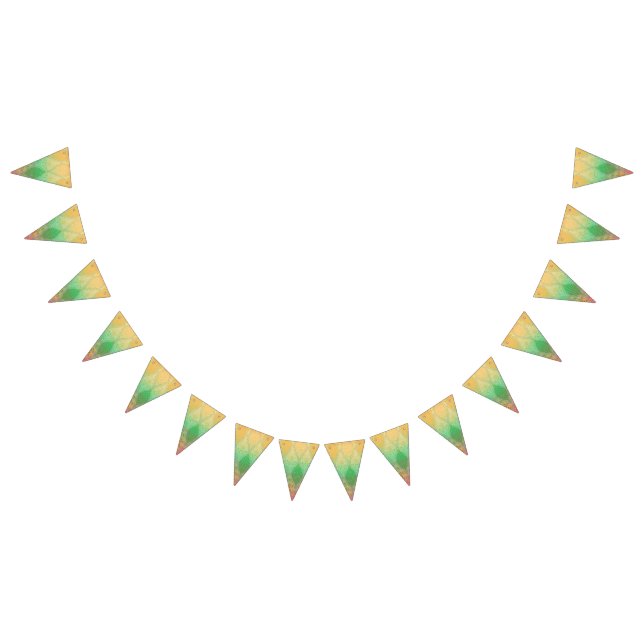 Colourful textile design featuring intricate flora bunting flags (All)