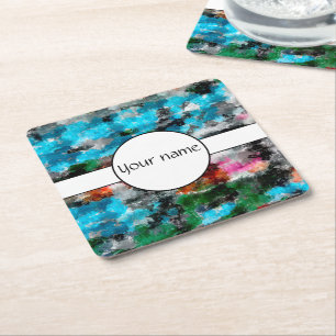 Colourful texture square paper coaster