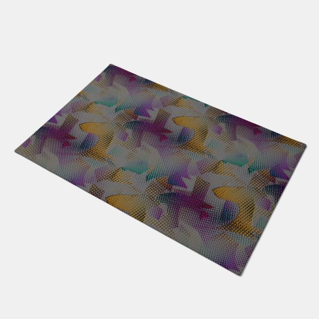 Colourful texture with small messy geometric shape doormat (Angled)