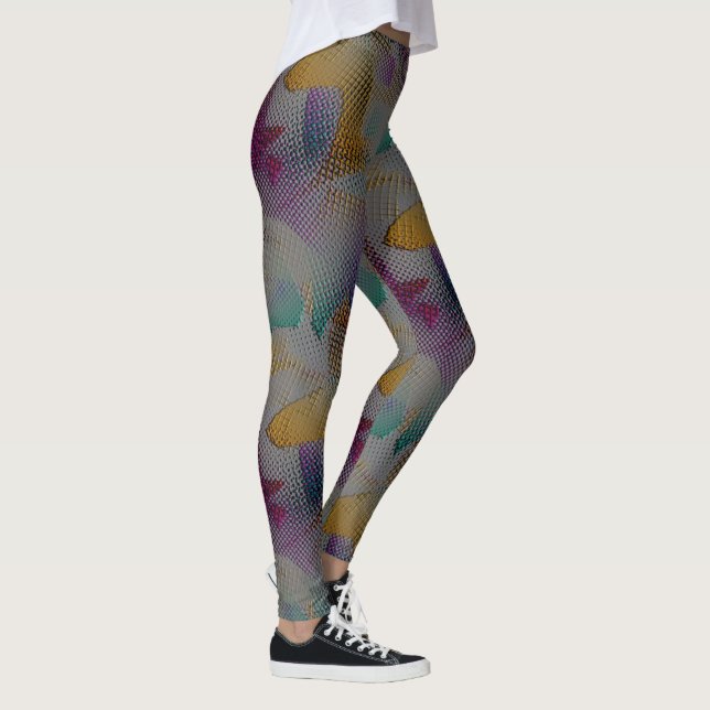 Colourful texture with small messy geometric shape leggings (Right)