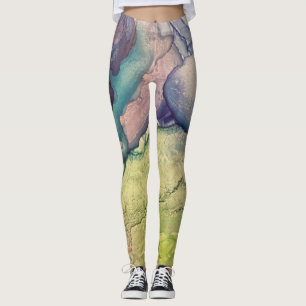Colourful Textured Alcohol Ink Liquid Abstract Art Leggings