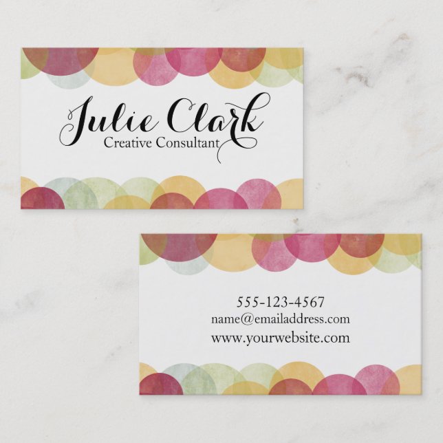 Colourful Textured Bubbles, Modern Whimsical Desig Business Card (Front/Back)