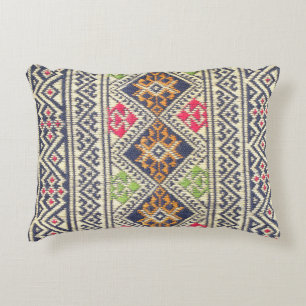Colourful Thailand style rug surface close up vint Accent Pillow