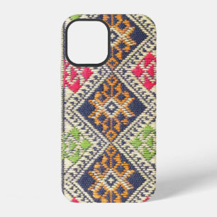 Colourful Thailand style rug surface close up vint iPhone 12 Case
