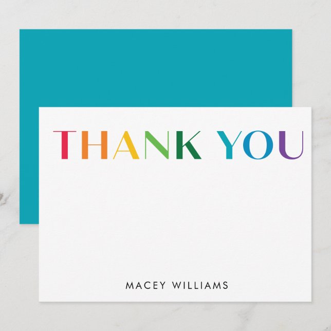 Colourful Thank You Card Personalized Stationery (Front/Back)