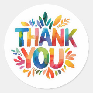 Colourful Thank You Classic Round Sticker