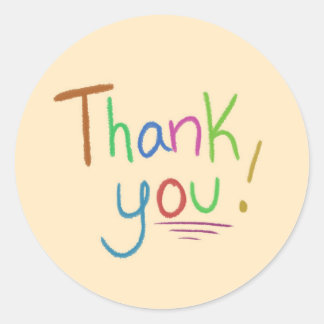 Colourful Thank You Classic Round Sticker