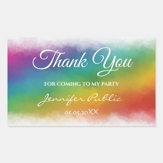 Colourful Thank You Hand Script Text Template Sticker (Front)