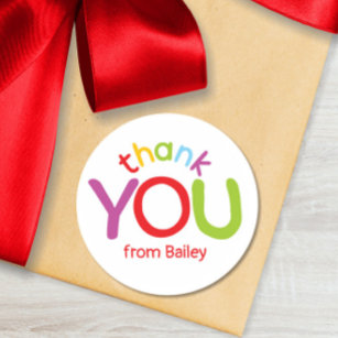 Colourful Thank You Kids Birthday Party Classic Round Sticker