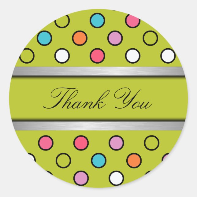 Colourful Thank You Stickers Polka Dots (Front)