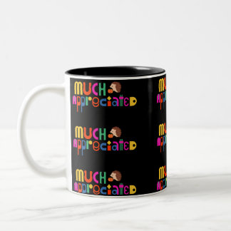 Colourful Thank you theme much appreciated black Two-Tone Coffee Mug