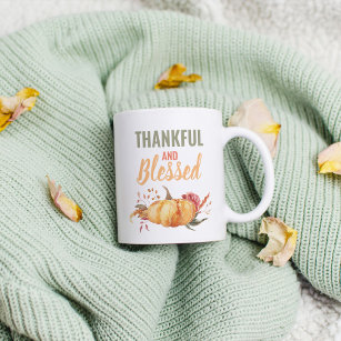 Colourful Thankful And Blessed With Pumpkin Gift Coffee Mug
