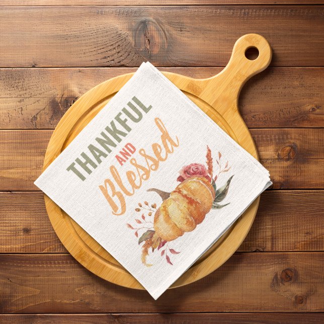 Colourful Thankful And Blessed With Pumpkin Gift Kitchen Towel (Creator Uploaded)