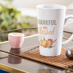 Colourful Thankful And Blessed With Pumpkin Gift Latte Mug