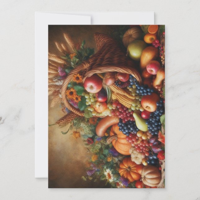 Colourful/Thanksgiving/Cornucopia/Fall Holiday Card (Front)