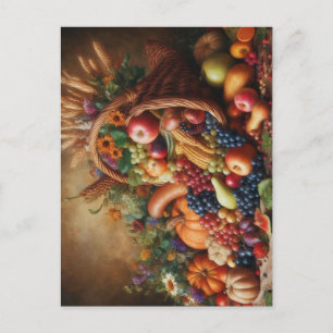 Colourful/Thanksgiving/Cornucopia/Fall Holiday Postcard