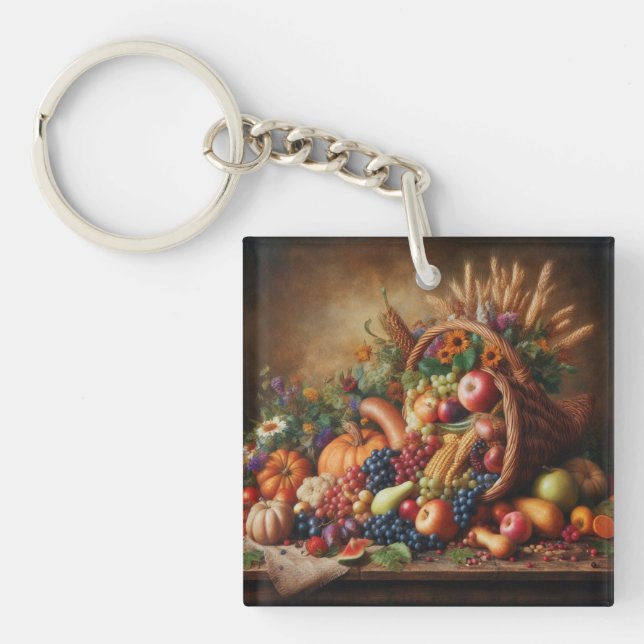 Colourful/Thanksgiving/Cornucopia/Fall Keychain (Front)