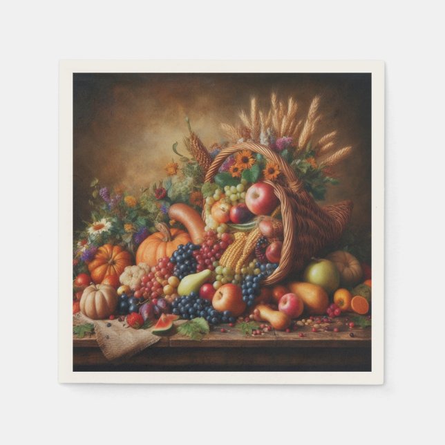 Colourful/Thanksgiving/Cornucopia/Fall Napkin (Front)