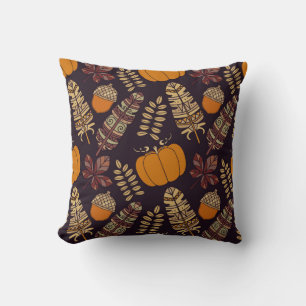 Colourful Thanksgiving Day, autumn pattern. Throw Pillow