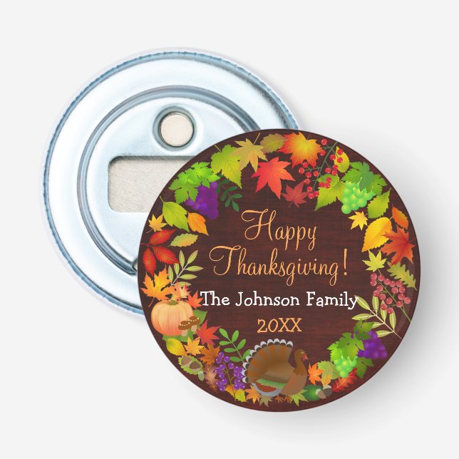 Colourful Thanksgiving Harvest Bottle Opener (Front)