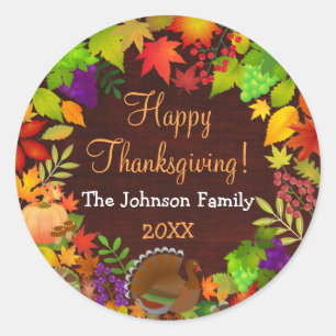 Colourful Thanksgiving Harvest Classic Round Sticker