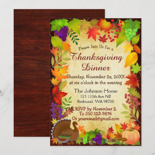 Colourful Thanksgiving Harvest Invitation