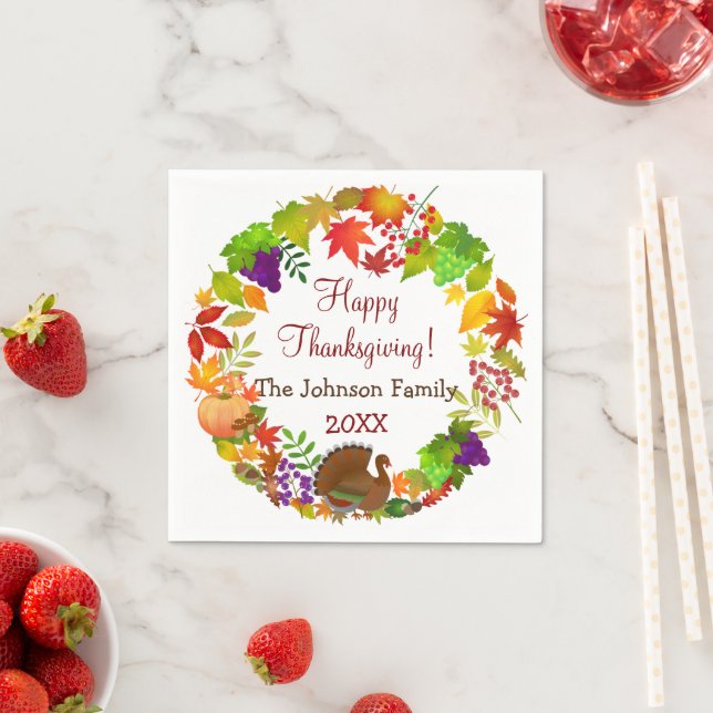 Colourful Thanksgiving Harvest Napkin (Insitu)