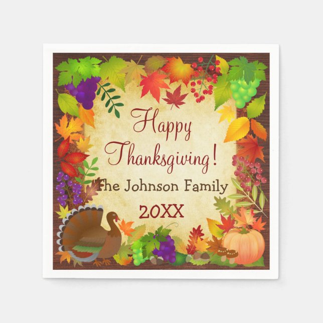 Colourful Thanksgiving Harvest Napkin (Front)