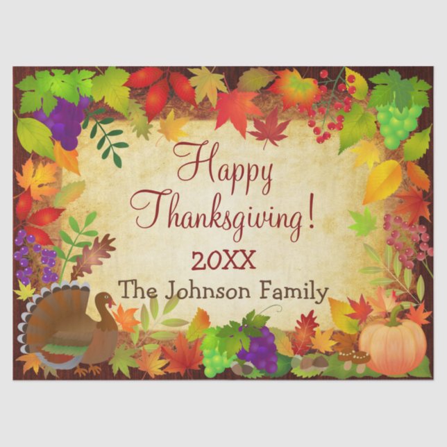 Colourful Thanksgiving Harvest Tissue Paper (Front)